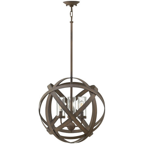Elstead Carson - 3 Light Outdoor Ceiling Pendant Light Iron IP44, E14