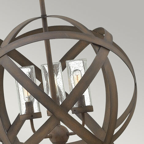 Elstead Carson - 3 Light Outdoor Ceiling Pendant Light Iron IP44, E14