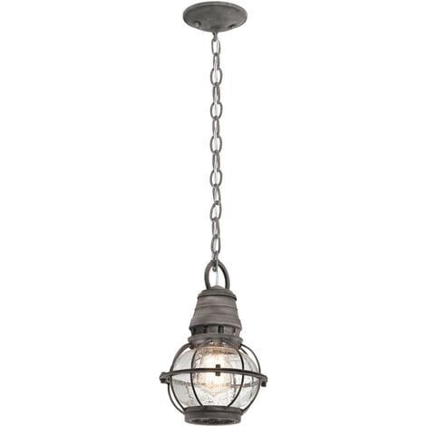 Elstead Bridge Point - 1 Light Small Outdoor Ceiling Chain Lantern Zinc IP44, E27