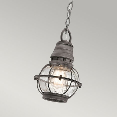 Elstead Bridge Point - 1 Light Small Outdoor Ceiling Chain Lantern Zinc IP44, E27