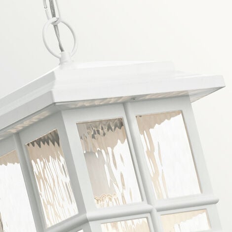 Elstead Beacon Square Outdoor 1 Light Chain Lantern, White, IP44, E27
