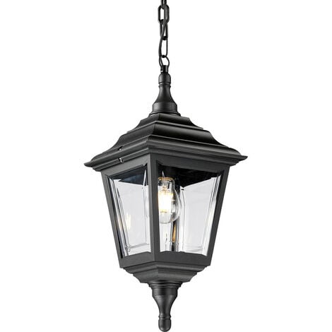 Elstead Kerry - 1 Light Outdoor Ceiling Chain Lantern Black IP44, E27