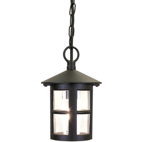 Elstead Hereford - 1 Light Outdoor Ceiling Lantern Black IP43, E27