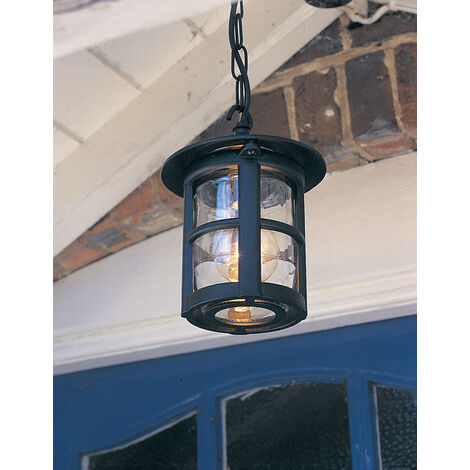 Elstead Hereford - 1 Light Outdoor Ceiling Lantern Black IP43, E27