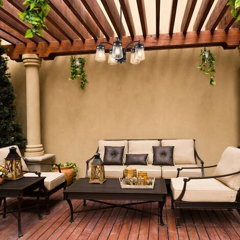 Elstead Lyndon - 5 Light Outdoor Chandelier Pendant Lighting Bronze IP44, E27