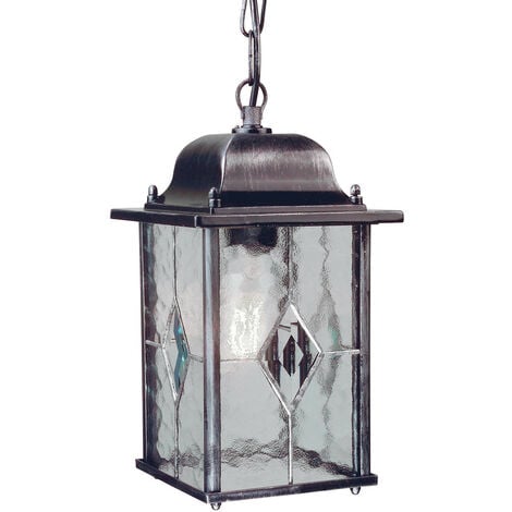Elstead Wexford - 1 Light Outdoor Ceiling Chain Lantern Black Silver IP43, E27