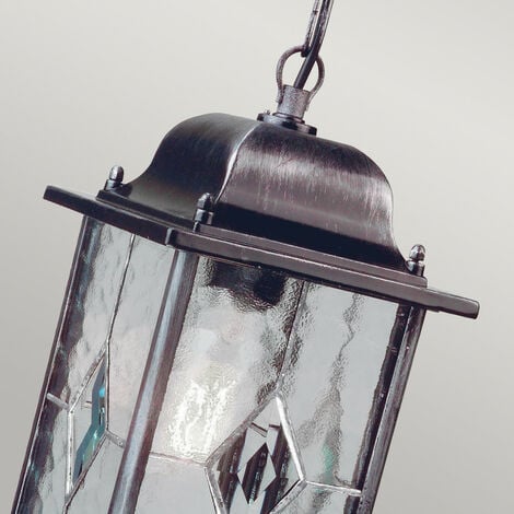 Elstead Wexford - 1 Light Outdoor Ceiling Chain Lantern Black Silver IP43, E27
