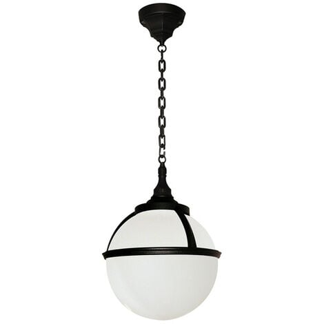 Elstead Glenbeigh - 1 Light Outdoor Globe Ceiling Chain Lantern Black IP44, E27