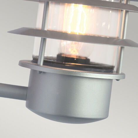 Elstead Helsingor - 1 Light Outdoor Lantern Light Silver with PIR Motion Sensor IP44, E27