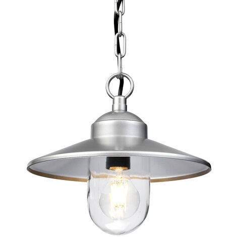 Elstead Klampenborg - 1 Light Outdoor Ceiling Chain Lantern Silver IP44, E27