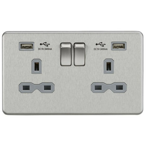 Knightsbridge 13A 2G Switched Socket With Dual USB Charger (2.4A ...