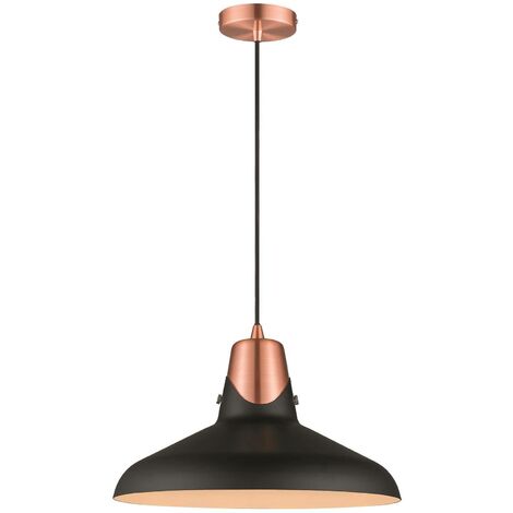 Spring Lighting - 1 Light Dome Ceiling Pendant Matt Black, Copper, E27