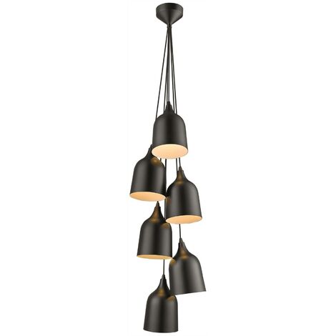 Spring Lighting - 6 Light Cluster Pendant Black, Matt Black, E27