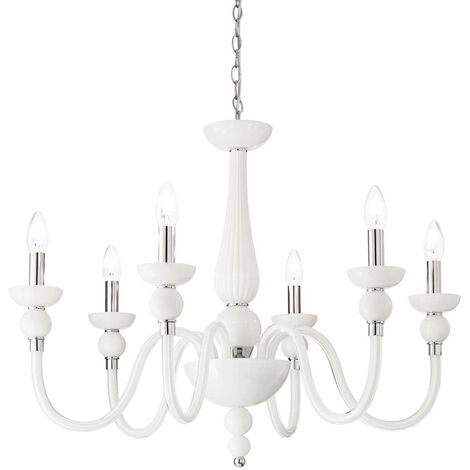 Ideal Lux Doge - 6 Light Chandelier White Finish, E14