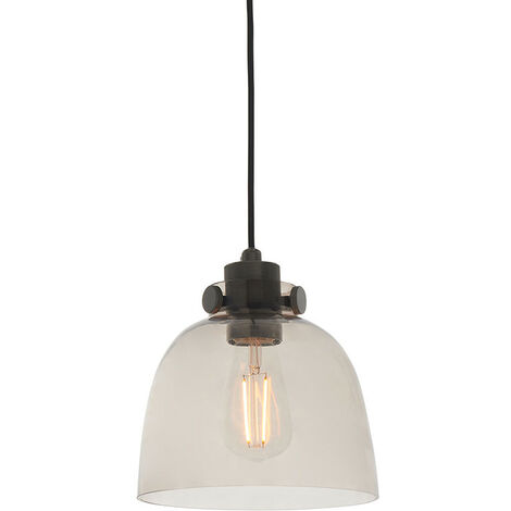 Merano Alessandria Pendant Ceiling Light Smokey Grey Tinted Glass ...