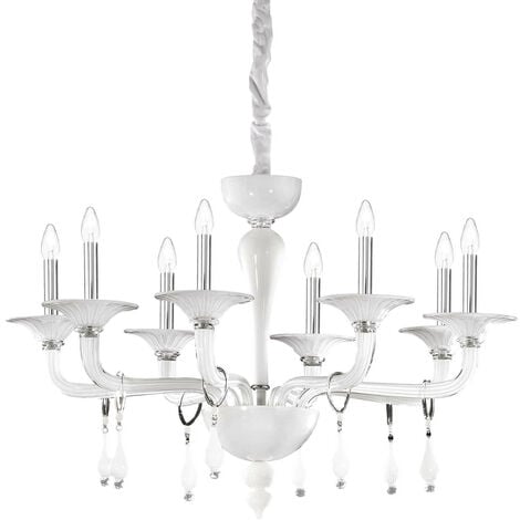Ideal Lux Miramare - 8 Light Chandelier White Finish, E14