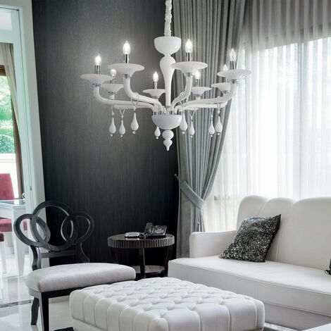 Ideal Lux Miramare - 8 Light Chandelier White Finish, E14