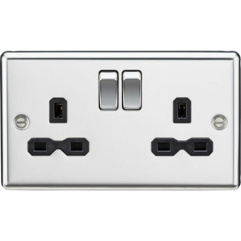 Knightsbridge 13A 2G DP Switched Socket With Black Insert - Rounded ...