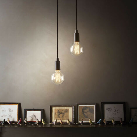 Ideal Lux Edison - 1 Light Ceiling Pendant Black, E27