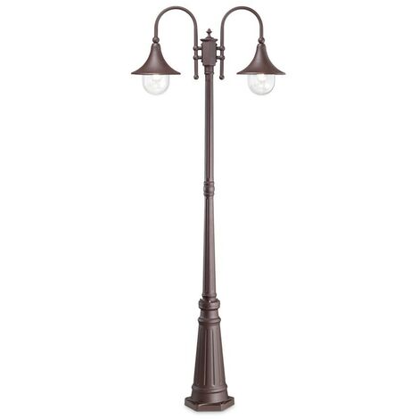 Ideal Lux CIMA - Outdoor Lamp Post 2 Lights Coffee IP43, E27