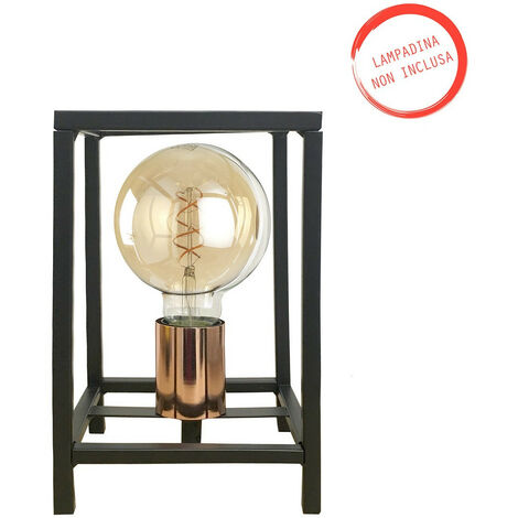 Onli Floki Box Frame Table Lamp, Black, Copper