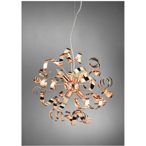 Onli Zoe 6 Light Ribbon Pendant Ceiling Light, Copper