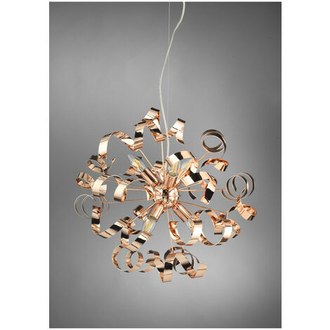 Onli Zoe 6 Light Ribbon Pendant Ceiling Light, Copper