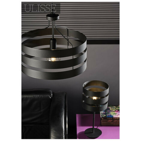 Onli Ulisse Cylindrical Pendant Ceiling Light, Black