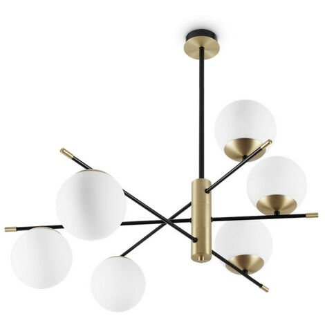 Ideal Lux GOURMET 6 Light Globe Multi Arm Semi Flush Ceiling Lamp Black