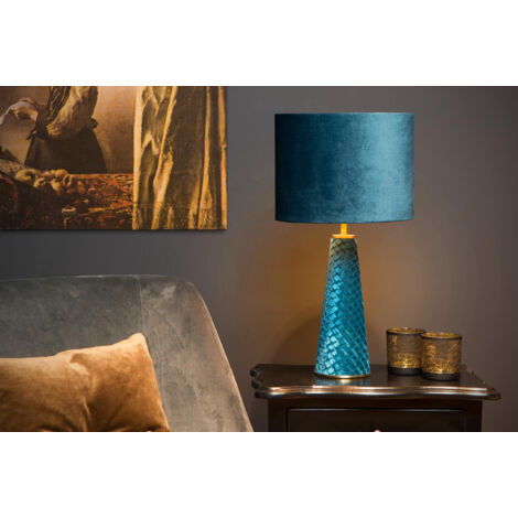 Lucide EXTRAVAGANZA VELVET - Table Lamp - Ø25cm - 1xE27 - Turquoise