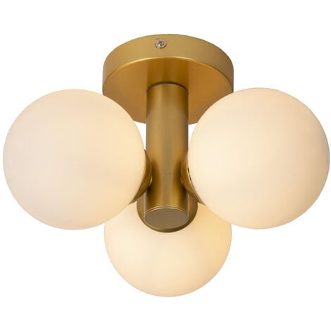 Lucide TRUDY - Flush Ceiling Light Bathroom - Ø28cm - 3xG9 - IP44 - Matt Gold, Brass