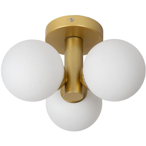 Lucide TRUDY - Flush Ceiling Light Bathroom - Ø28cm - 3xG9 - IP44 - Matt Gold, Brass