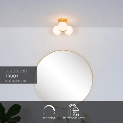 Lucide TRUDY - Flush Ceiling Light Bathroom - Ø28cm - 3xG9 - IP44 - Matt Gold, Brass