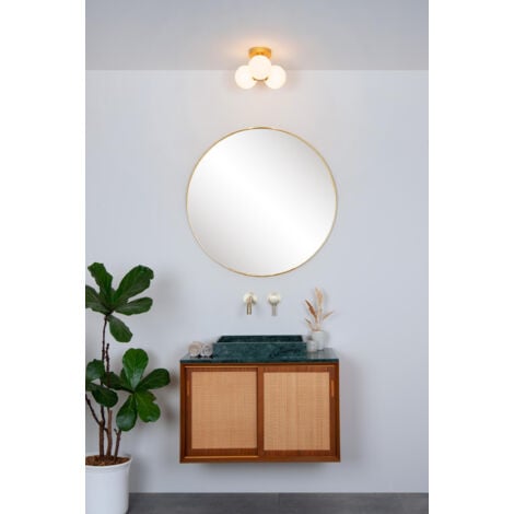 Lucide TRUDY - Flush Ceiling Light Bathroom - Ø28cm - 3xG9 - IP44 - Matt Gold, Brass
