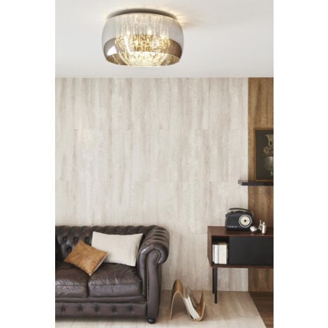 Lucide PEARL - Flush Ceiling Light - Ø50cm - 6xG9 - Chrome