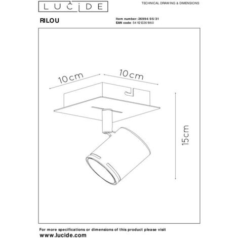 Lucide RILOU Deckenstrahler – 2x5W LED, Dimmbar, 3000K Warmweiß, GU10, Dreh- Und Kippbar, Weiß