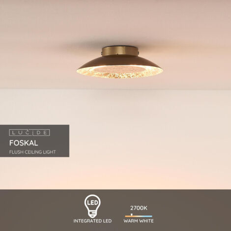 Lucide FOSKAL - Flush Ceiling Light - Ø21.5cm- LED - 1x6W 2700K - Brass