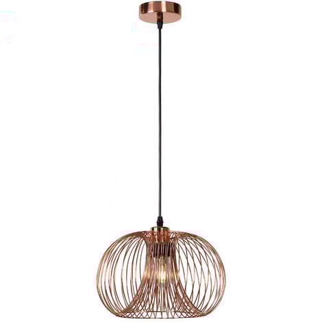 Lucide VINTI - Wire Pendant Light - Ø30cm - 1xE27 - Copper