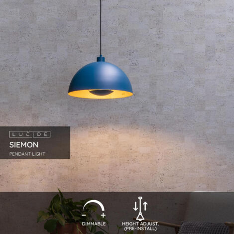Lucide SIEMON - Pendant Light - Ø40cm - 1xE27 - Blue