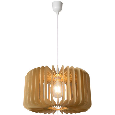 Lucide ETTA - Pendant Light - Ø39cm - 1xE27 - Light Wood