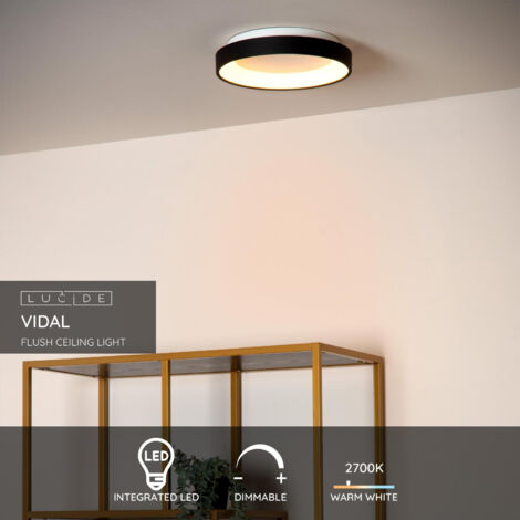 Lucide VIDAL - Flush Ceiling Light - Ø28cm - LED Dim. - 1x20W 2700K - Black