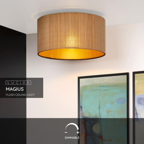 Lucide MAGIUS - Flush Ceiling Light - Ø42cm - 1xE27 - Light Wood