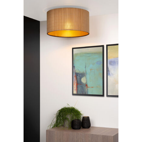 Lucide MAGIUS - Flush Ceiling Light - Ø42cm - 1xE27 - Light Wood