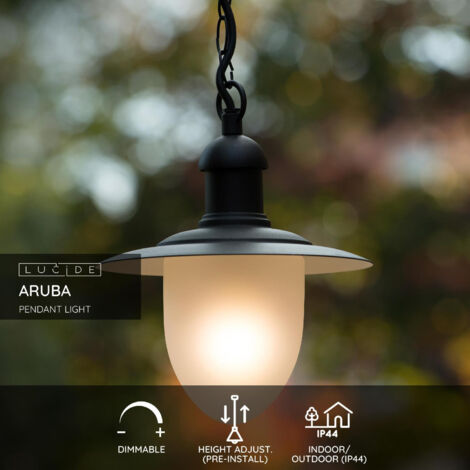 Lucide ARUBA - Pendant Light Outdoor - Ø25cm - 1xE27 - IP44 - Black