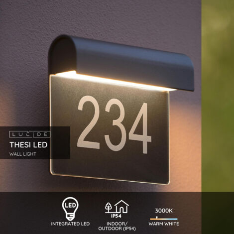 Lucide THESI LED - Wall Light Outdoor - LED - 1x6W 3000K - IP54 - Black