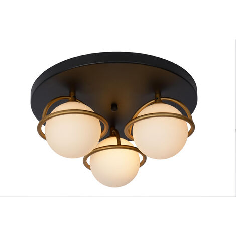 Lucide ISOBEL - Flush Ceiling Light Bathroom - Ø38cm - 3xG9 - IP44 - Black