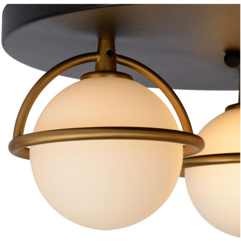 Lucide ISOBEL - Flush Ceiling Light Bathroom - Ø38cm - 3xG9 - IP44 - Black