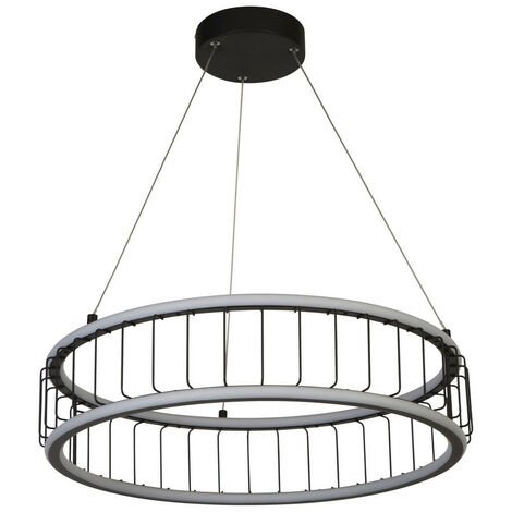 Searchlight Circolo Cage LED Drum Ceiling Pendant, Black Metal