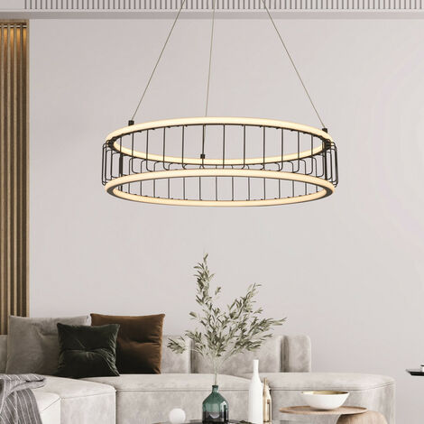 Searchlight Circolo Cage LED Drum Ceiling Pendant, Black Metal