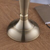 Endon Lighting Oslo & Freya - Table Lamp Antique Brass Plate & Oyster Silk 1 Light IP20 - E27
